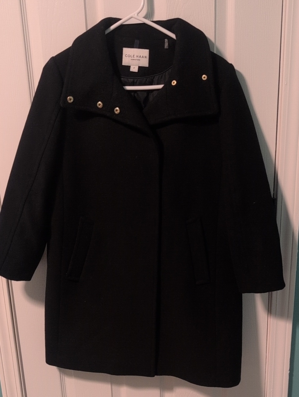 Cole Haan Women's Black Wool-Blend Coat - Size 6